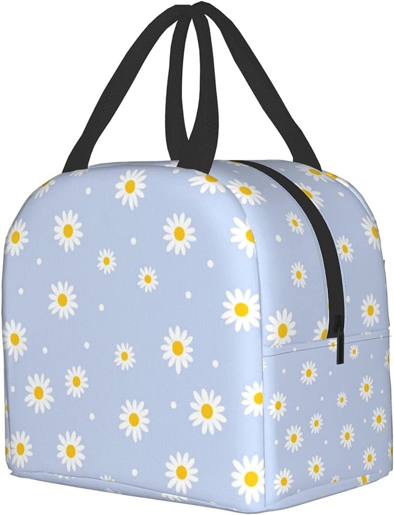 carati Insulated Lunch Bag for Women, Cooler Tote Reusable Lunch Box Container For Work Office Travel Picnic Floral Daisy Purple Flower - Image 2